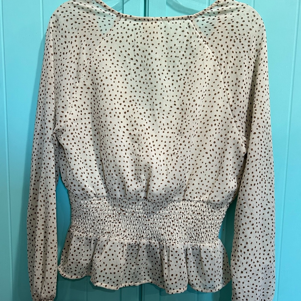 EUC WOMENS Japna blouse top sz large polka dot - Picture 3 of 4